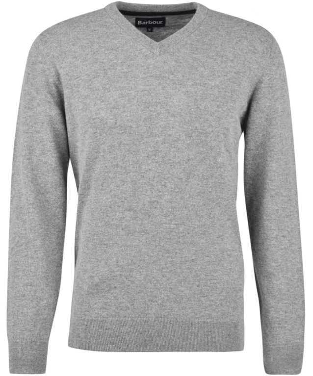 Barbour Essential Lambswool V Neck Sweater - Mid Grey