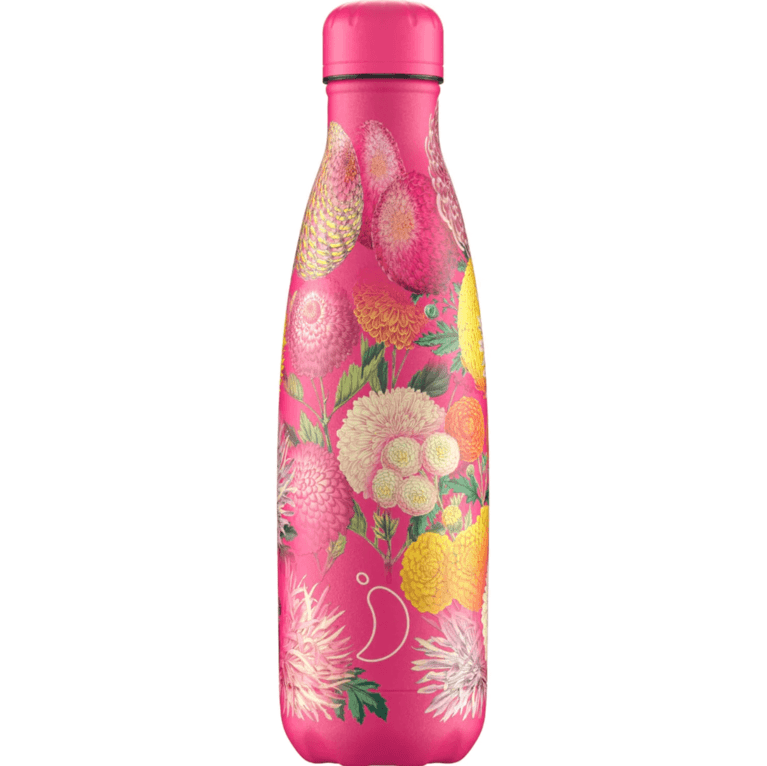 Chillys Bottle 500ml - Floral Pink Pompoms