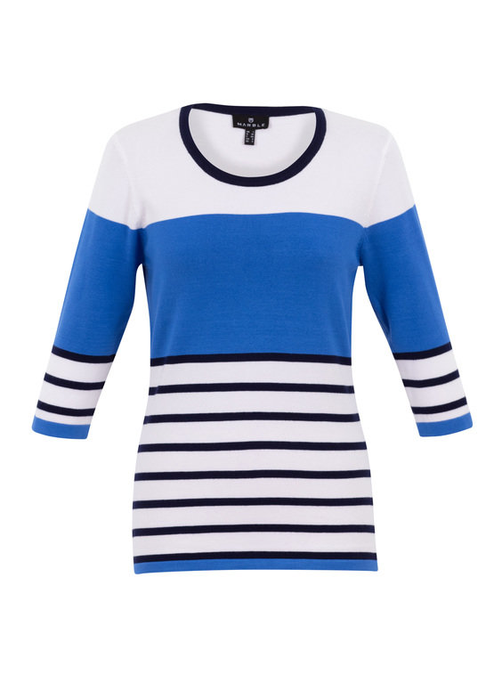 Marble Classic Block Stripe Sweater - Blue