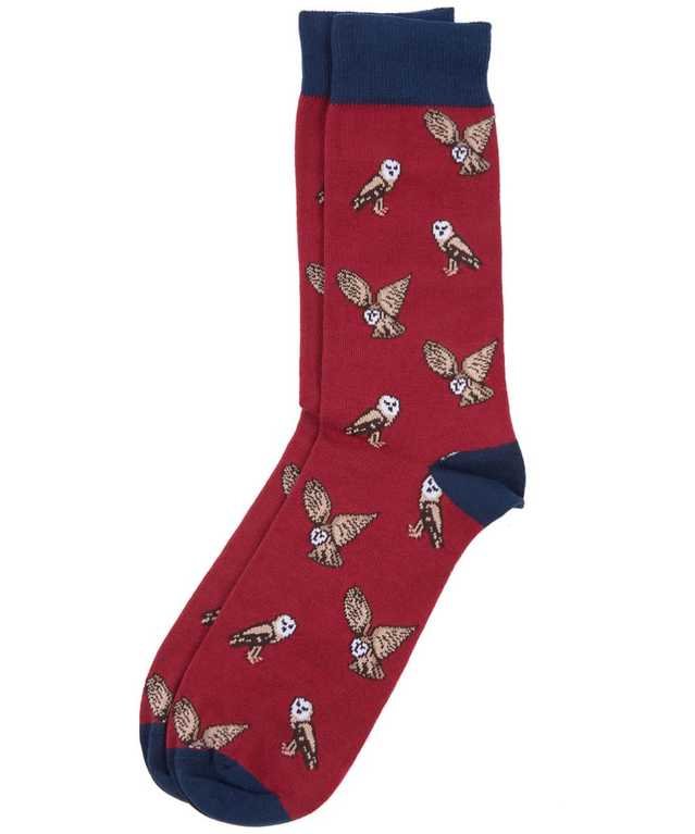 Barbour Owl Socks - Cranberry