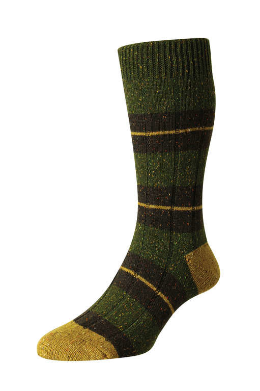 Pantherella Bayfield Stripe Sock  - Dark Khaki