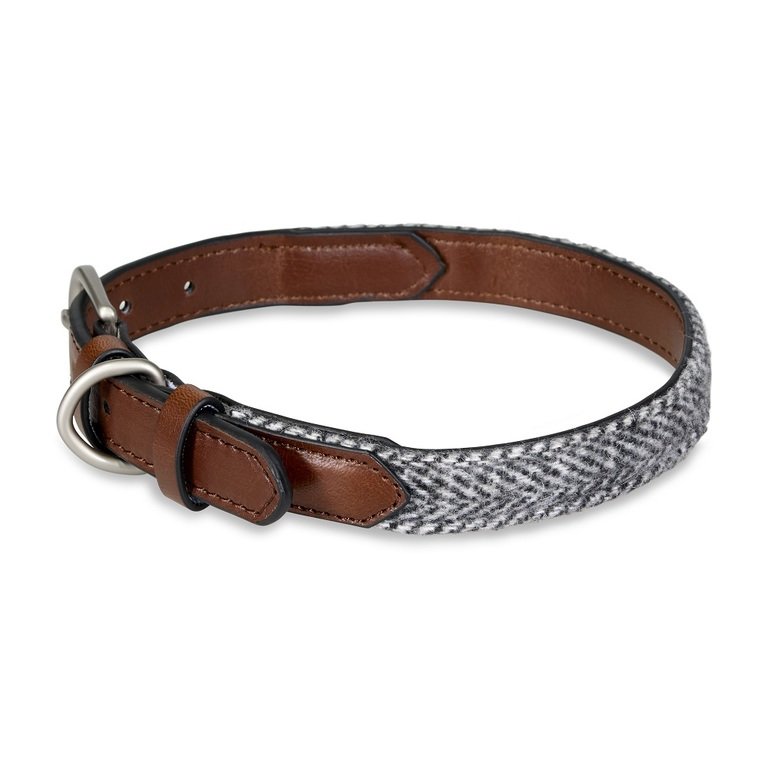 Petface Leather Collar - Herringbone