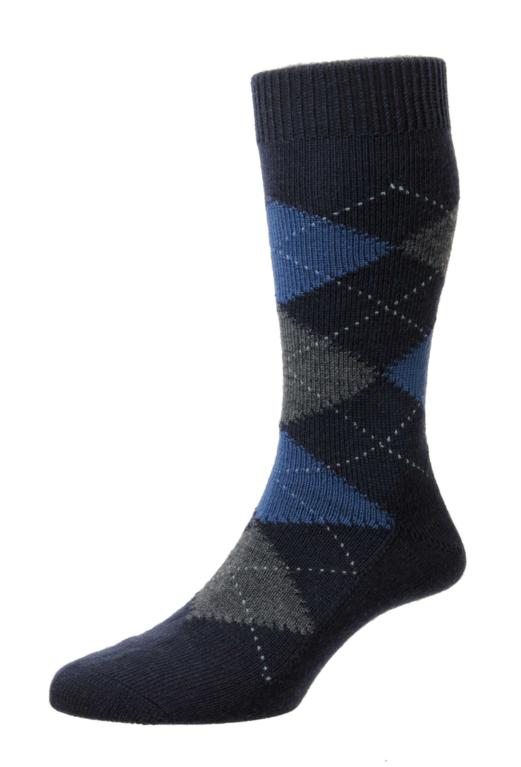 Pantherella Racton Merino Wool Socks  - Navy