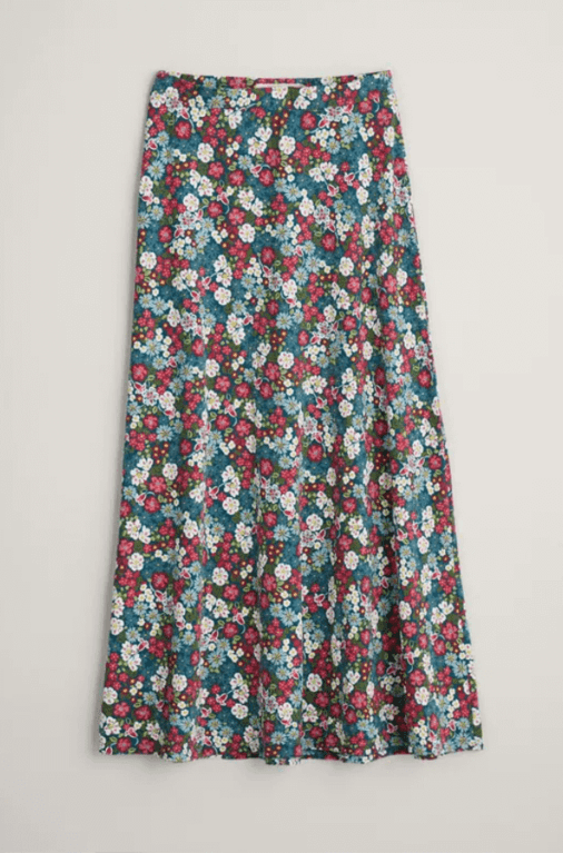 Seasalt Rose Jersey Skirt - Flowery Painting Light Squid