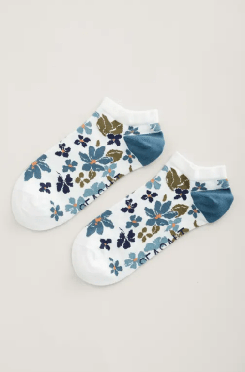 Seasalt Women's Arty Organic Cotton Trainer Socks - Anemone Vintage Reflection