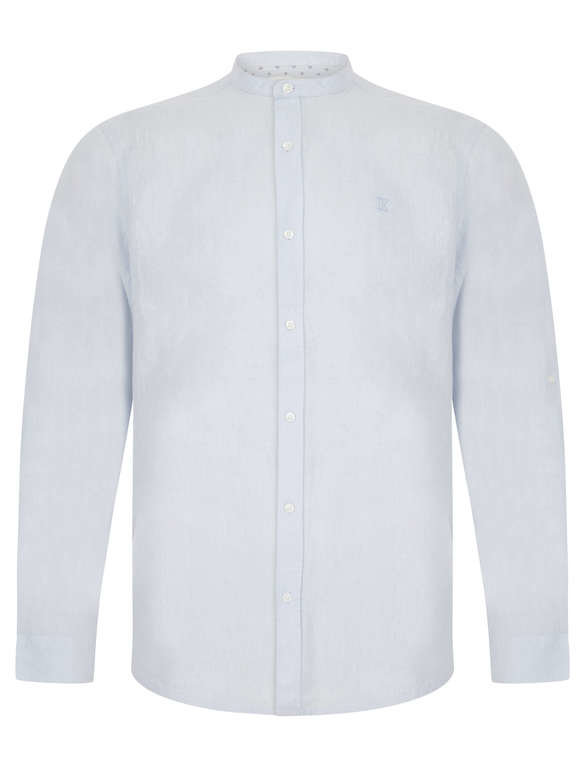 SRG Jadran Linen Grandad Shirt - Soft Blue