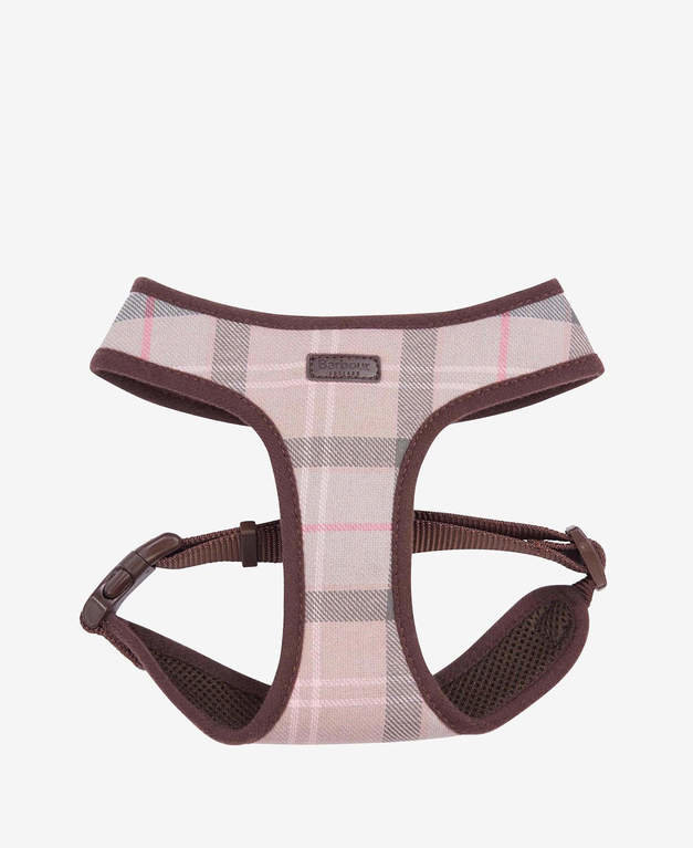 Barbour Tartan Dog Harness - Taupe/Pink