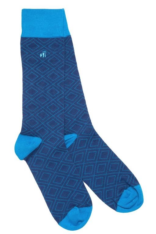 Swole Panda Bamboo Socks - Blue Diamond