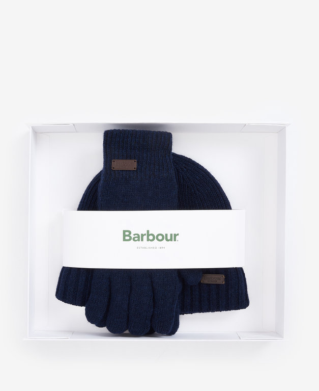 Barbour Carlton Hat & Glove Gift Set - Navy