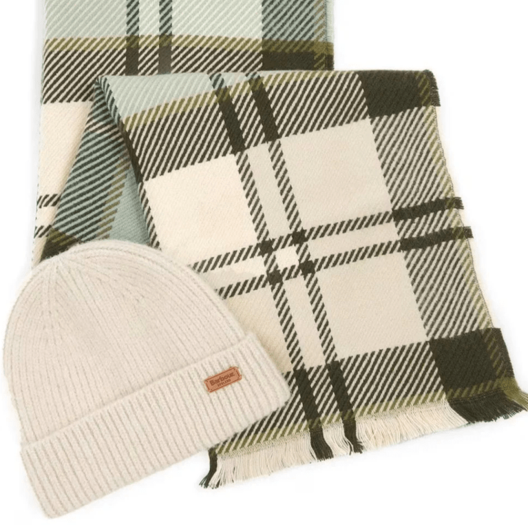 Barbour Pendle Beanie & Blair Scarf Gift Set - Soft Mint 