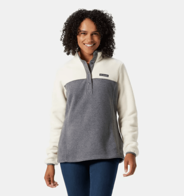 Columbia Women's Benton Springs Half Zip Snap Pullover - City Grey Heather/Chalk