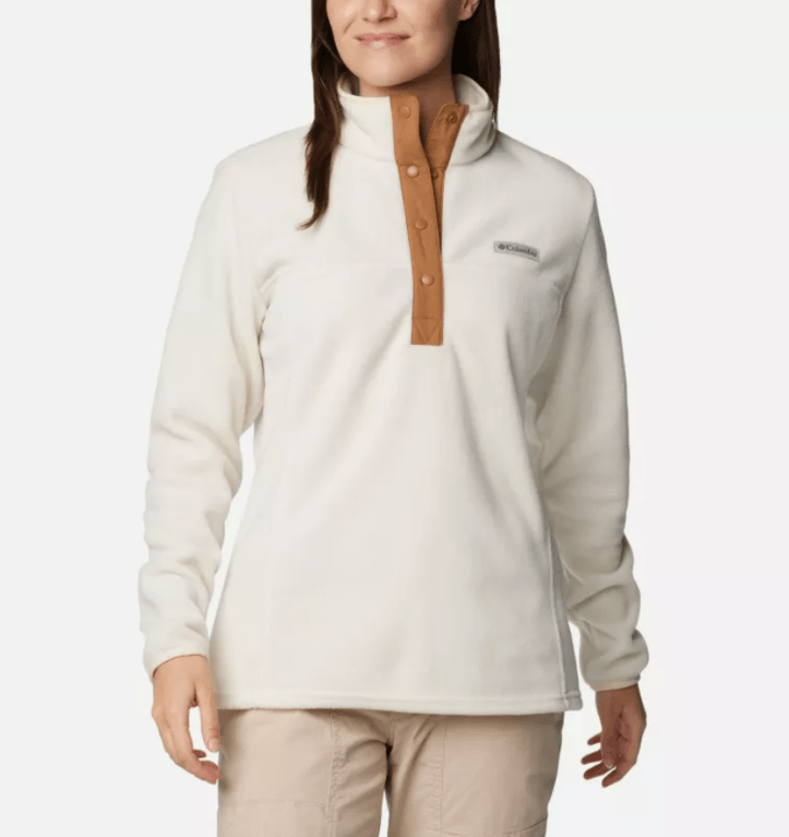 Columbia Women's Benton Springs Half Zip Snap Pullover - Chalk/Camel Brown