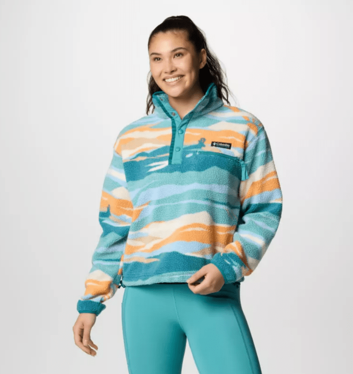 Columbia Women's Helvetia™ II Cropped Sherpa Half Snap Printed Fleece - Teal Rogue Valley 