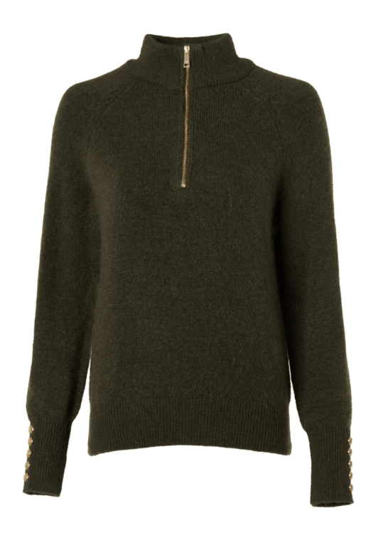 Holland Cooper Tori Half Zip Knit - Forest