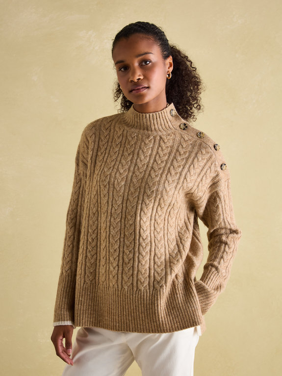 Joules Betsy Cable Jumper  - Camel 