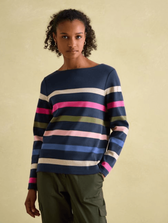 Joules New Harbour Top - Navy & Cream Multi Striped