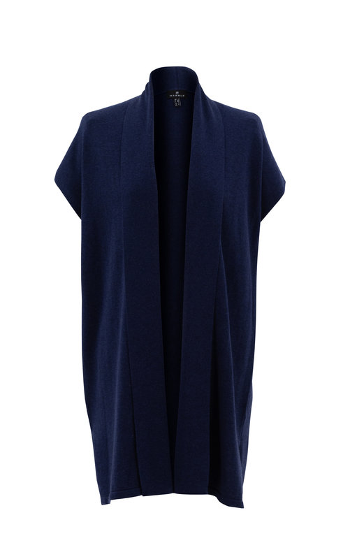 Cora Merino Wool Shift Dress - Marine Blue Breton Stripe - wool