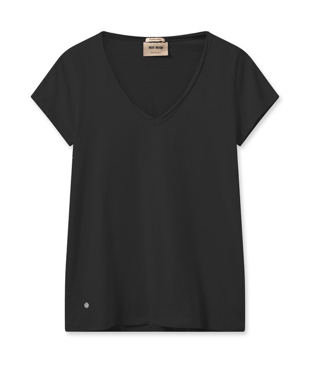 MOS MOSH Tulli V Neck Tee  - Black