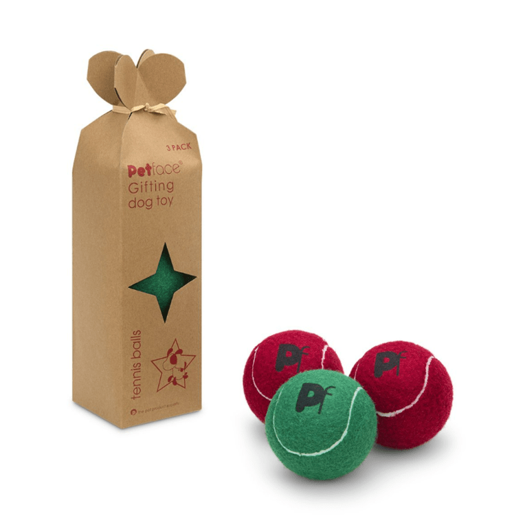 Petface 3 Pack Tennis Ball in Christmas Kraft Box 