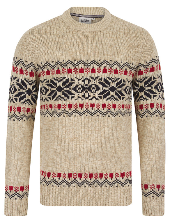 SRG Raja Fair Isle Crew  - Natural