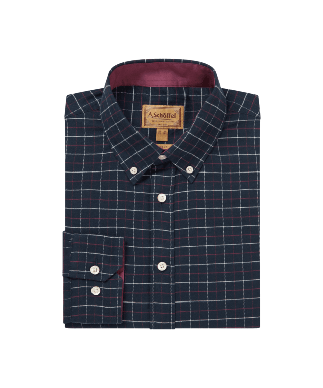 Schöffel Aldeburgh Tailored Shirt  - Navy Red Ecru