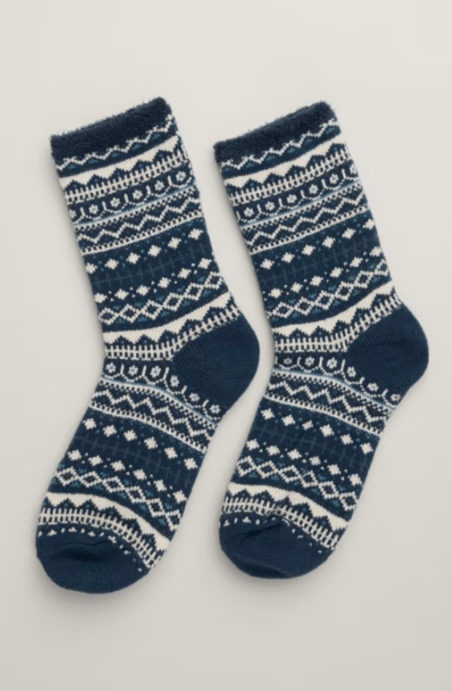 Seasalt Men's Cabin Socks  - Mica Fleck Maritime Ship