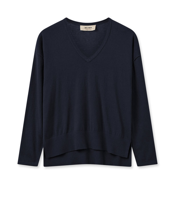 MOS MOSH Tani V Neck Knit - Salute Navy