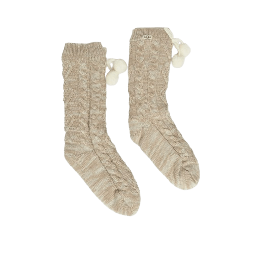 Ugg Pom Pom Fleece Socks  - Cream