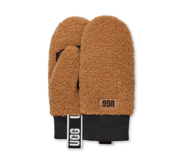 UGG Women's Fluff Mitt Logo Tape  - Chestnut