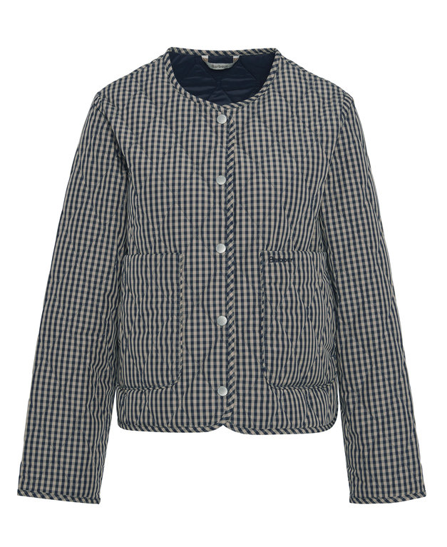 Barbour Check Monroe Quilted Jacket - Navy/Sand Gingham