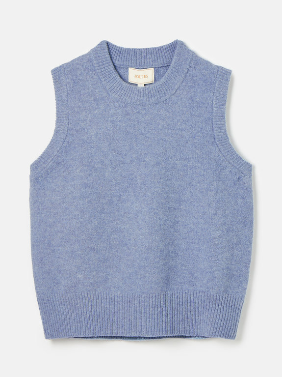 Joules Holly Longline Knitted Vest  - Light Blue