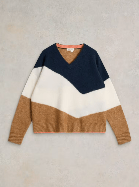 White Stuff Cerie Chevron Jumper - Natural Multi 