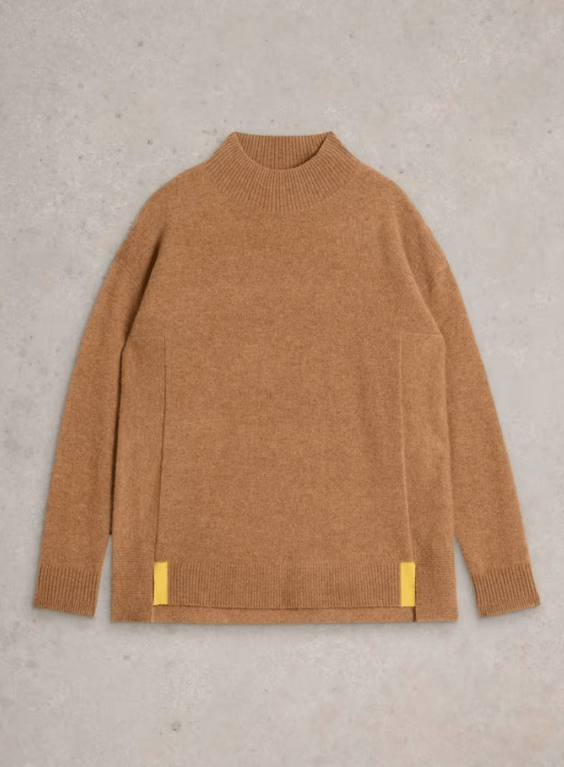 White Stuff Holly Cashmere Jumper  - Mid Brown 