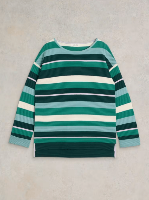 White Stuff Jana Stripe Jumper  - Green Multi 