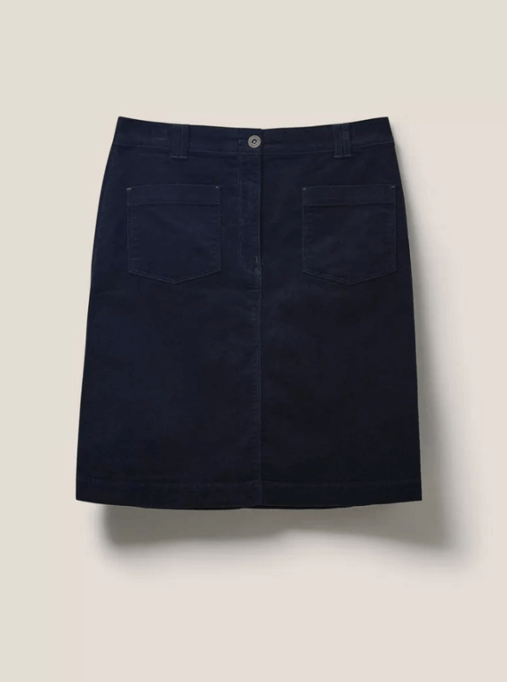 White Stuff Melody Organic Cord Skirt  - Dark Navy