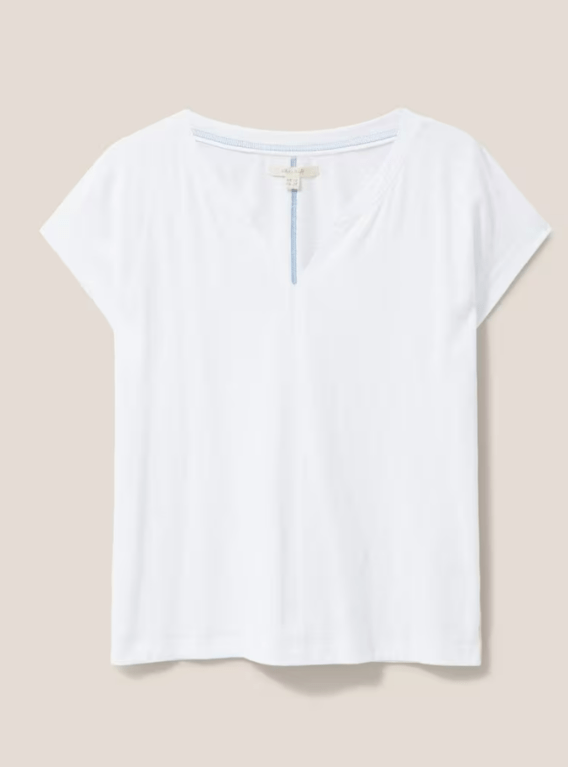 White Stuff Nelly Notch Neck Tee - Natural White