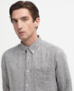 Barbour Linton Tailored Linen Shirt - Olive Thumbnail