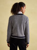 Joules Bridget Button Through Textured Cardigan  - Navy Cream Thumbnail