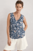 Seasalt Cobbs Well Sleeveless Top - Linework Floral Pool Thumbnail