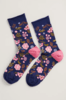 Seasalt Bamboo Arty Socks - Woodblock Floral Magpie Thumbnail