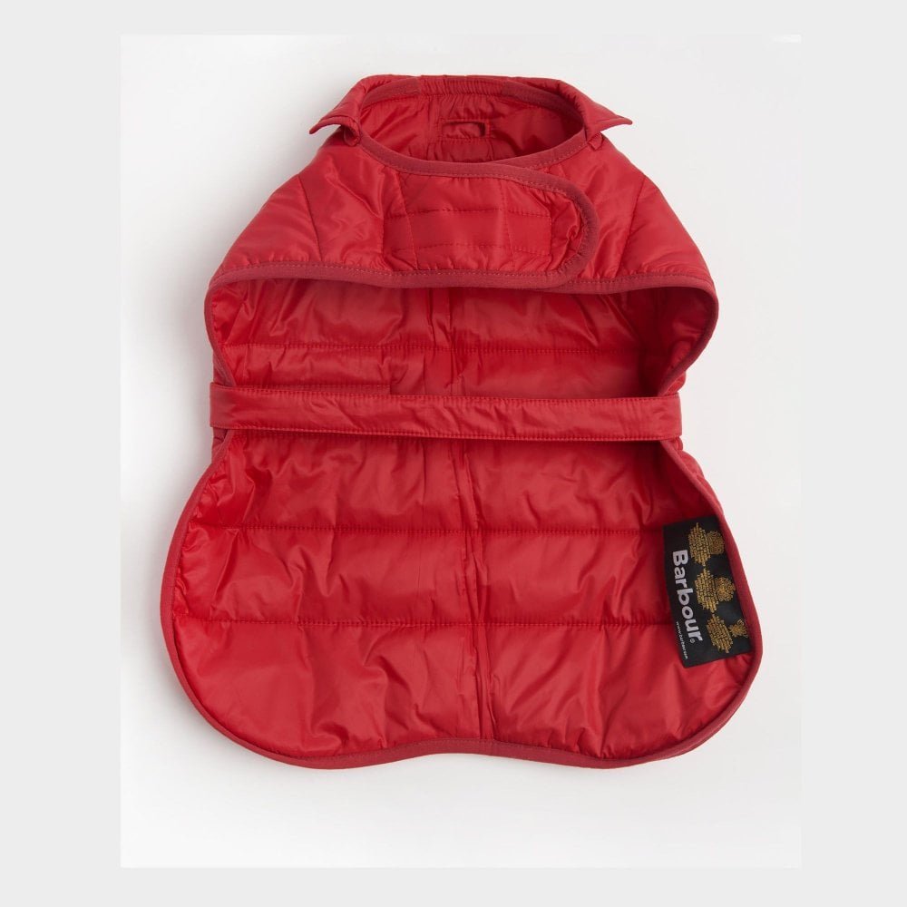 red quilted barbour dog coat