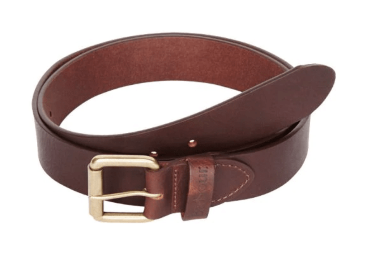 barbour brown leather belt