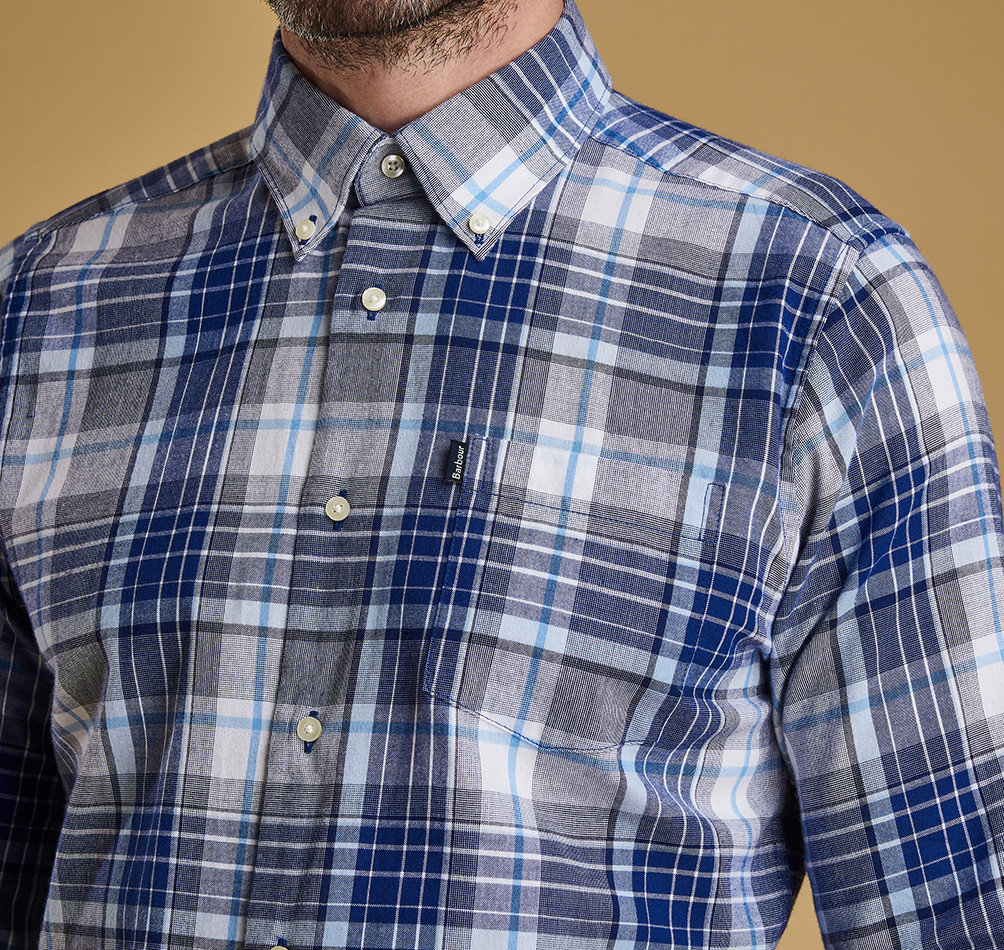 barbour blue check shirt