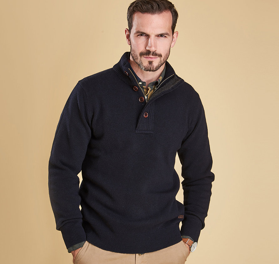 barbour international jumper with elbow patches