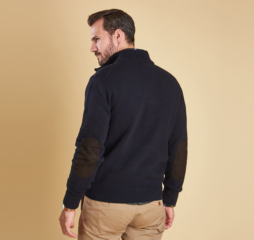 men's barbour patch zip through sweater
